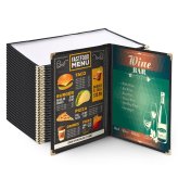 Black Double Fold Menu Cover - 30 Pages, 8.5x14, 4 View for Restaurant & Cafe