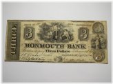 Freehold Monmouth Bank $3 Note (1841)