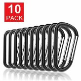 Peak Clasp: 10-Pack Black Aluminum D-Shaped Snap Hooks for Outdoor Sports