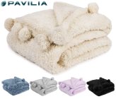 Pom Pom Sherpa Throw Blanket