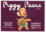 Piggy Pears Vintage Crate Label