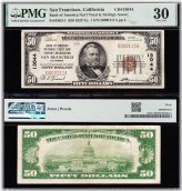 San Francisco True Binary $50 National Note, PMG 30