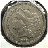 1869 Liberty Head Three Cent Nickel