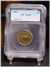 1864 Large Motto Two Cent Piece - ICG AU53