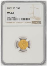 1851-O Gold Liberty Dollar MS62 NGC 948049-4
