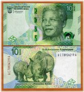 Mandela Rhino 10 Rand Banknote