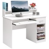 Workstation with Drawer and Keyboard Tray for Home and Office Computers