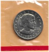 Susan B. Anthony Uncirculated Dollar (1980) in Mint Set Cello