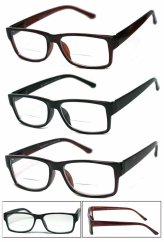 Retro Square Bifocal Glasses with Spring Hinge