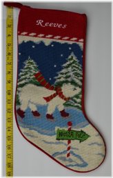 Snowy Paws Monogrammed Christmas Stocking