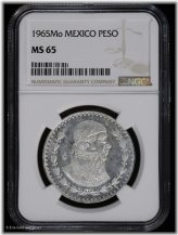 Mexico Silver Peso - 1965-Mo NGC MS 65