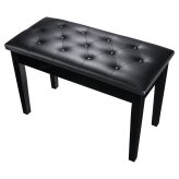 Concerto Leather-Padded Wood Bench for Double Duet Piano Keyboard in Black