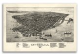 Key West Antique Panoramic Map - 1884 Edition