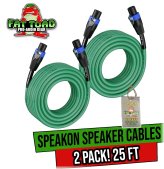 Fat Toad 25ft Speakon Cables (2 Pack) for Pro Audio Connectivity