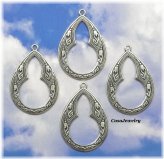 Aged Silver Teardrop Hangings - 6 Piece Set