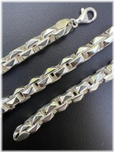 Silver Rolo Hermes Link Chain Set for Men