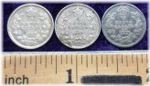 Canadian Sterling Silver 5-Cent Trio, 1906-1908