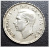 Canadian Silver Quarter - King George VI, 1950