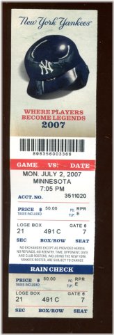 Roger Clemens 350th Win Ticket Stub - July 2, 2007