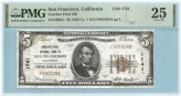 Crocker 1st NB $5 National Currency 1929-T1