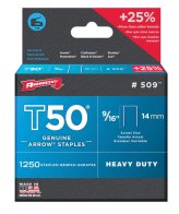 Arrow 509 T50 9/16-Inch Staples, 1,250-Count