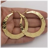 Golden Rhombus Textured Hoop Earrings