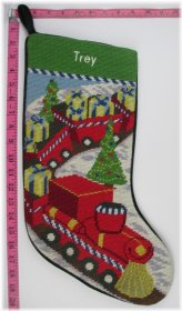 Needlepoint Toy Train Christmas Stocking by LANDS END