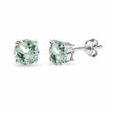 Green Amethyst Round-Cut Sterling Silver Stud Earrings