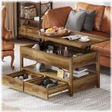 Wooden Lift-Top Coffee Table with Storage Cabinet Shelf