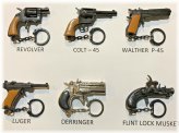 Retro Miniature Cap Gun Keychain Set
