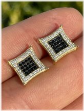 Kite Square Earrings with Black CZ Studs