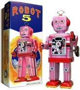 Senkei Pink Wind-Up Tin Toy Robot