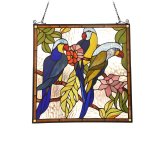 Parrot Paradise Stained Glass Panel