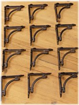 Rustic Farmhouse Iron Shelf Brackets - Set of 12