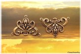 Floral Triple Ring Connector Set in Antiqued Gold Finish - 2 Pieces