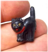 Mid-Century Hand-Painted Japanese Black Cat Figurine