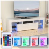 Glossy 2-Drawer Entertainment Center for Large TVs with LED Lighting