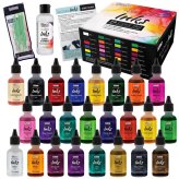 24 Color Alcohol Ink Set with Blender and Swabs