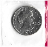 Mint-Condition Susan B. Anthony Dollar (1981) in Protective Cellophane