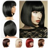 Sleek Chic Short Hair Wig with Bangs for Women's Cosplay and Parties