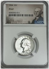 Silver Portrait Washington Quarter - 1964 Proof Edition