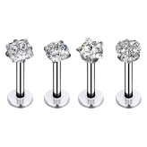 CZ Sparkle Labret Set: Stainless Steel Lip and Monroe Studs