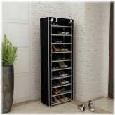 Black Cover Shoe Storage Tower with 10 Tiers