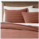 Woven Stripe King Duvet Set in Cognac