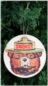 Smokey Bear Wood Ornament Set