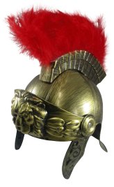 Golden Spartan Helmet with Red Feathers