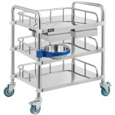 Stainless Steel Lab Cart with Refuse Basin and Drawers
