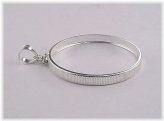 Silver Half Dollar Coin Pendant with Reeded Edge Bezel