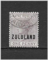 Zululand Queen Victoria 1p Lilac Stamp