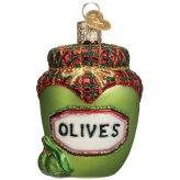 Festive Olive Glass Ornament